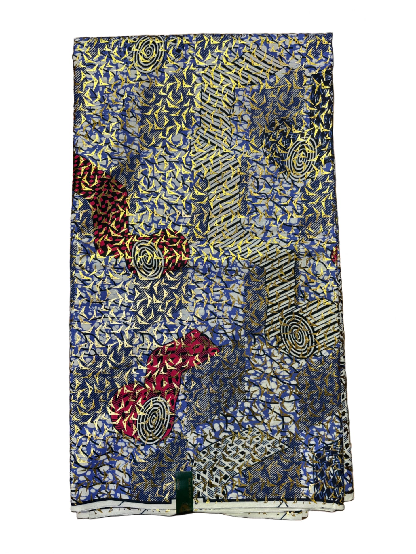 African print fabric with gold foil pattern