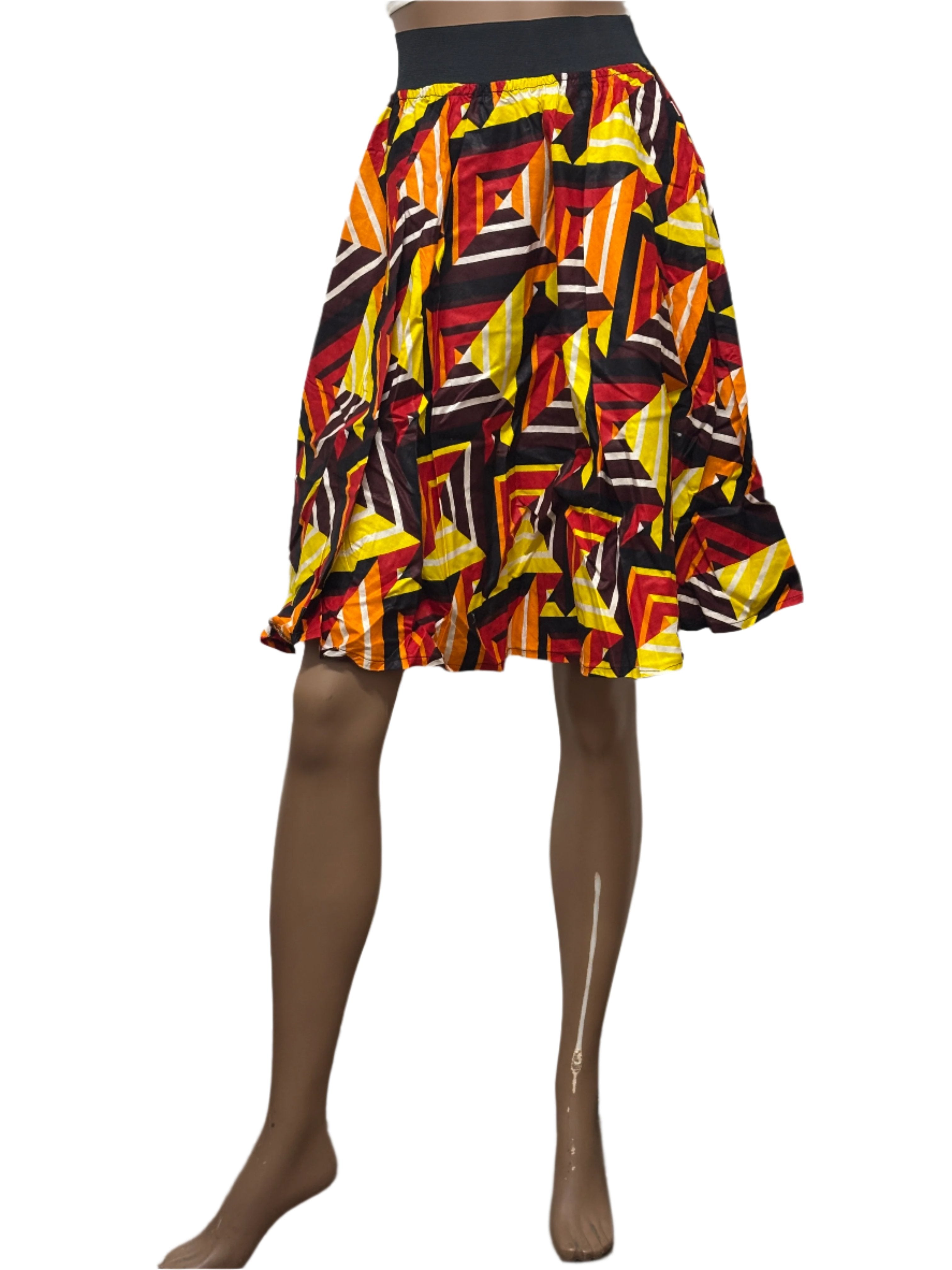 Seamless African pattern skirt with elastic waist