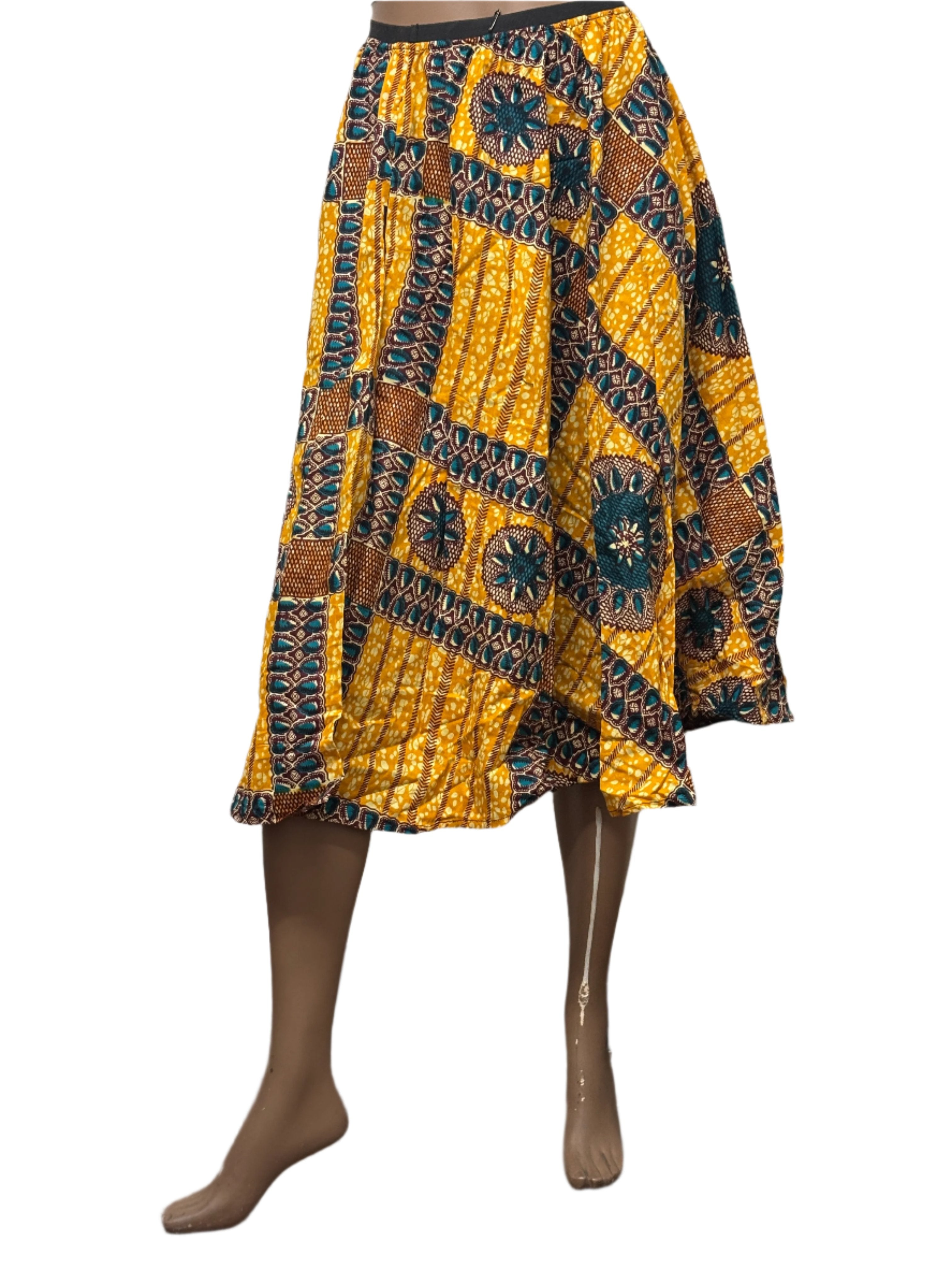 Seamless African pattern skirt with elastic waist