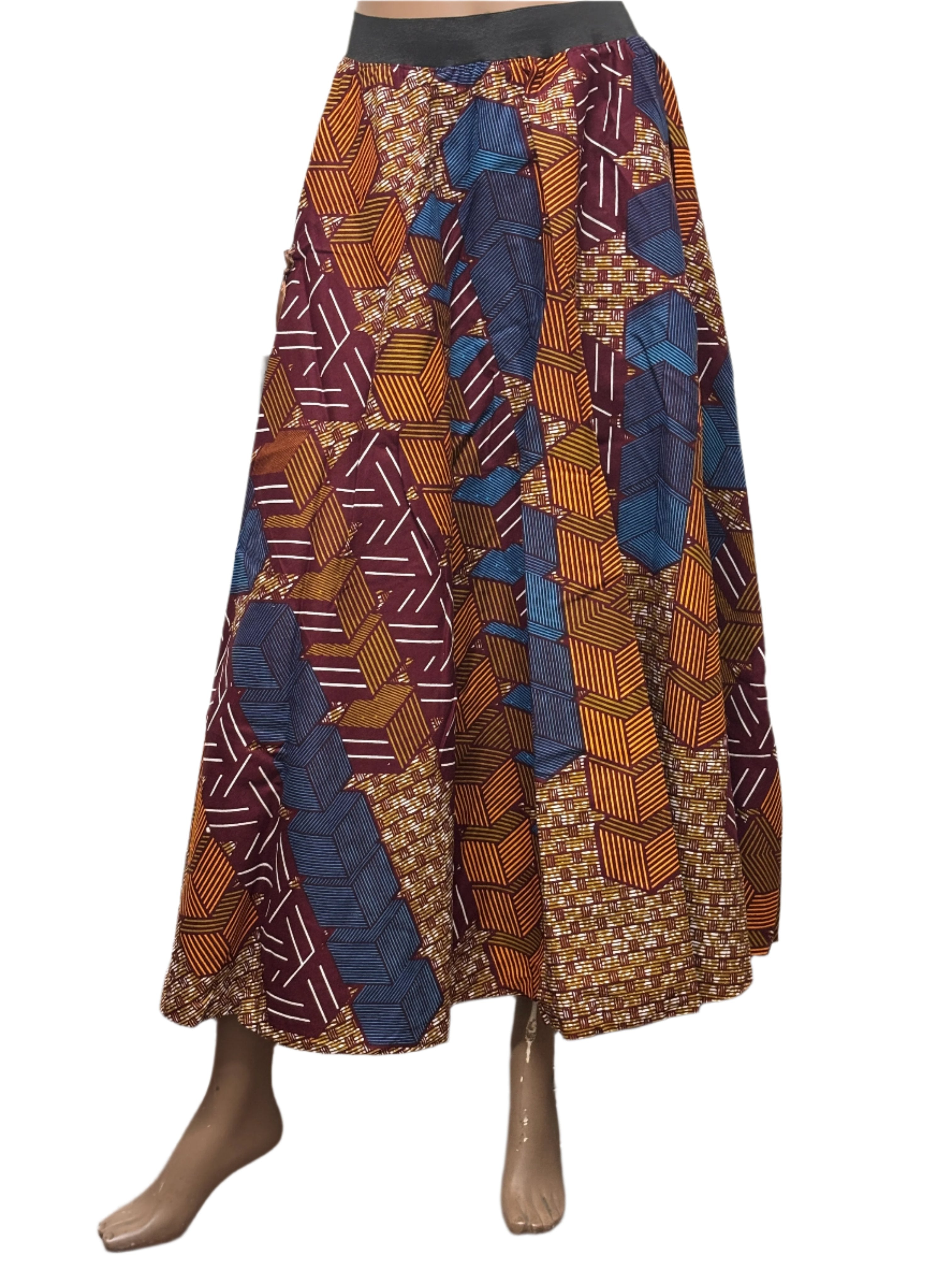 Seamless African pattern skirt with elastic waist