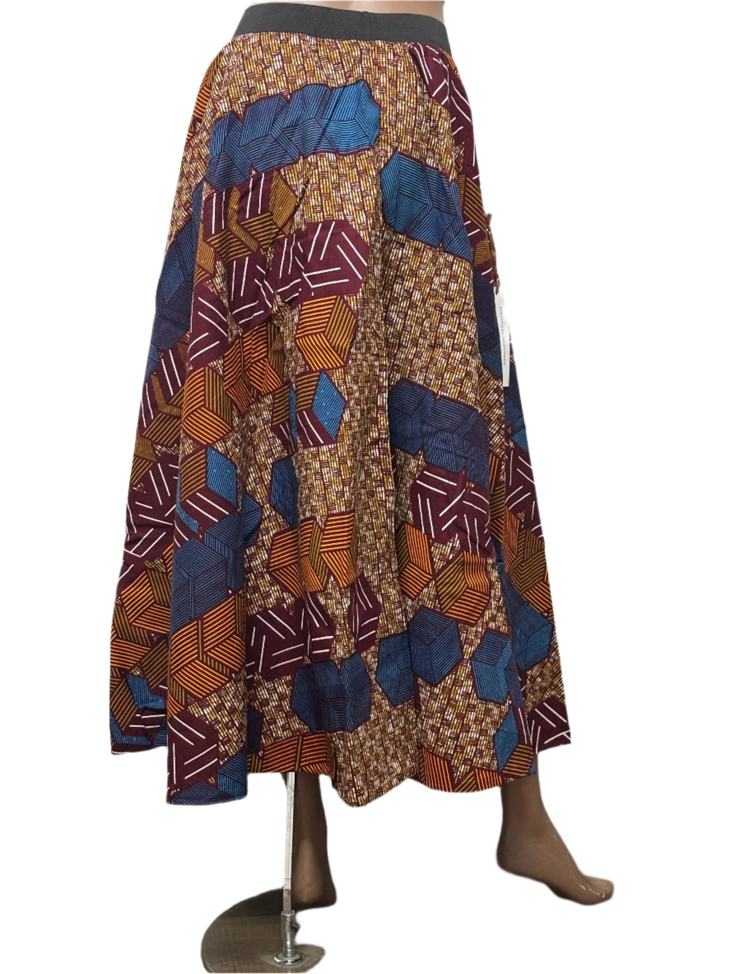 Seamless African pattern skirt with elastic waist