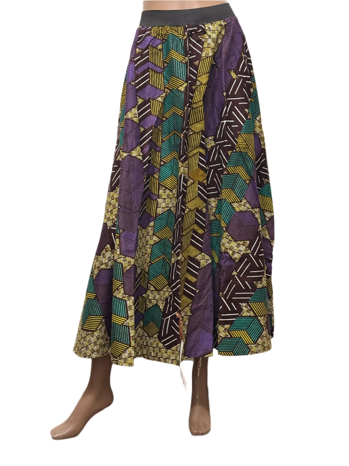 Seamless African pattern skirt with elastic waist