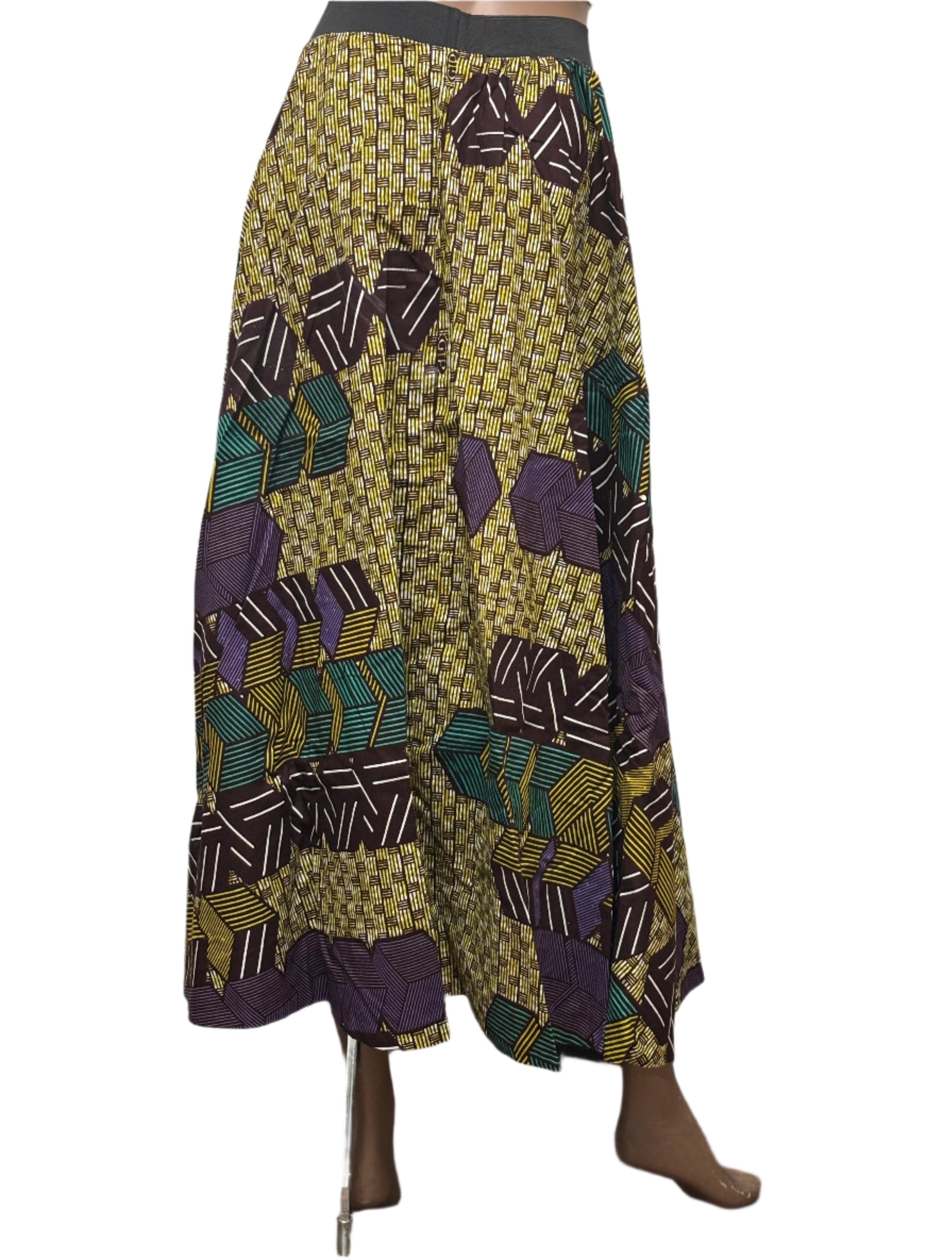 Seamless African pattern skirt with elastic waist